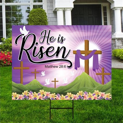 Happy Easter He Is Risen Yard Sign Coroplast Jesus Easter Etsy