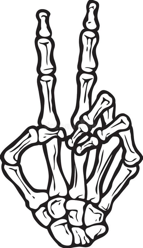 Skeleton Hand Making Peace Sign Gesture Vector Stock Illustration ...