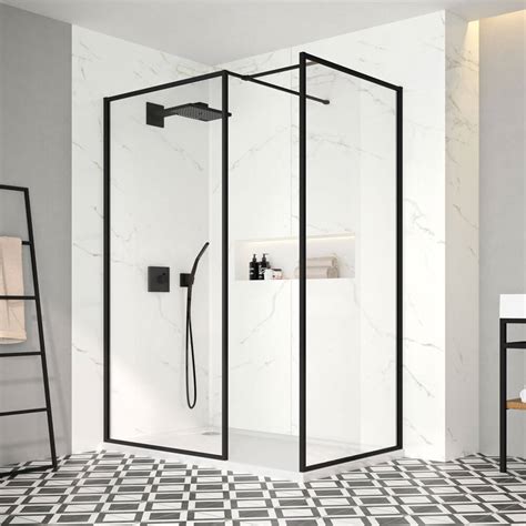 Merlyn Black Framed Wet Room Glass Panel 800mm Wide