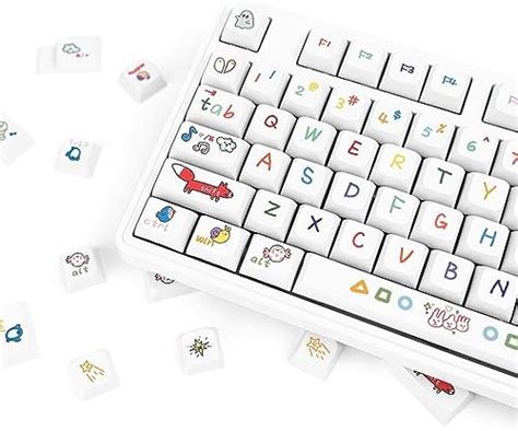 Amazon.com: JOLINTAL 127 White Keycaps Set, Cute Keycaps Kawaii Keycaps ...