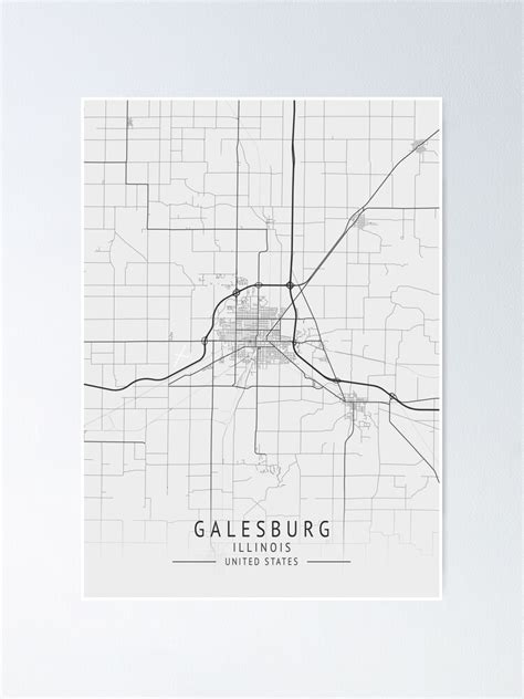 Galesburg Illinois Us Gray City Map Poster For Sale By Ctmapprint