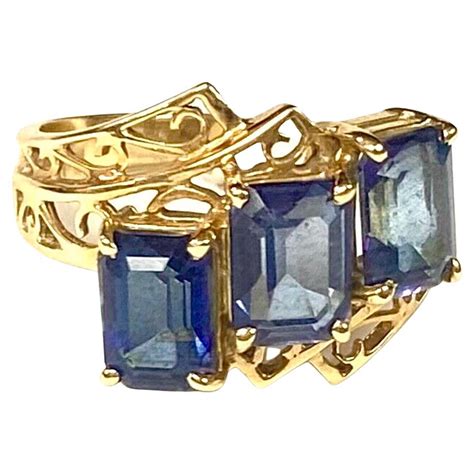 K Yellow Gold Oval Blue Topaz And Diamond Ring With Appraisal At Stdibs