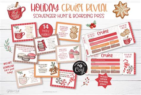 Holiday Cruise Reveal Scavenger Hunt And Boarding Pass Printables For