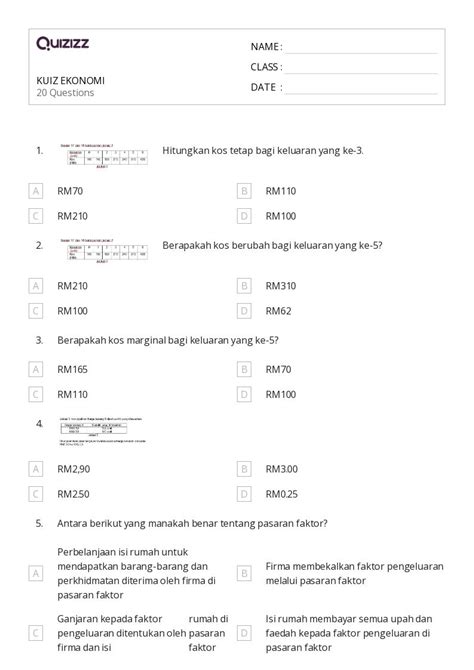 50 Lembar Kerja Ekonomi Untuk Kelas 5 Di Quizizz Gratis And Dapat Dicetak