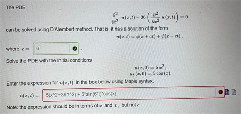 Solved The PDE T22u X T 36 X22u X T 0 Can Be Solved Chegg