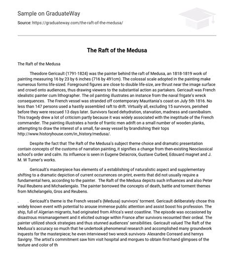 ⇉The Raft of the Medusa Analysis Essay Example | GraduateWay