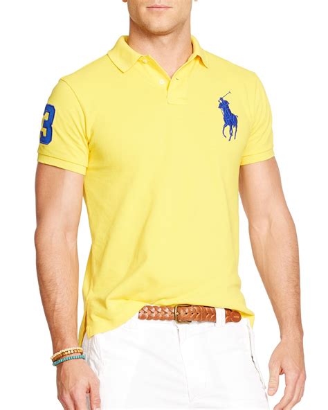 Ralph Lauren Polo Custom Fit Big Pony Mesh Polo Shirt Slim Fit In