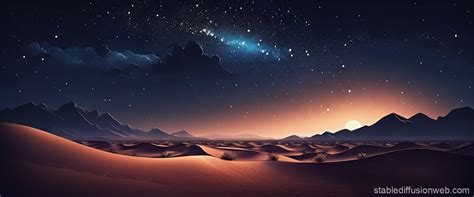 Starry Desert Night Sky Illustration | Stable Diffusion Online