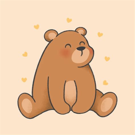 Bear Cartoon Hand Drawn Style Premium Vector