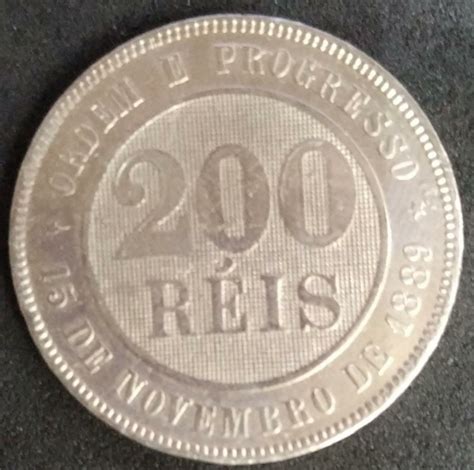 BRASIL MOEDA DE 200 RÉIS 1895 REVERSO INVERTIDO