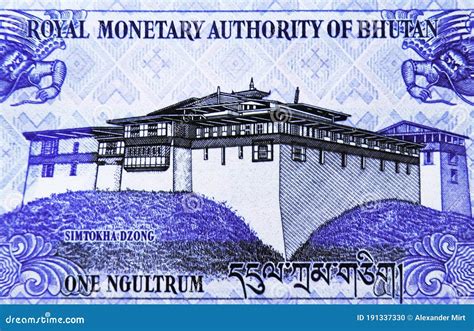 Ngultrum Bank Of Bhutan Fragment Simtokha Dzong Palace Stock Photo