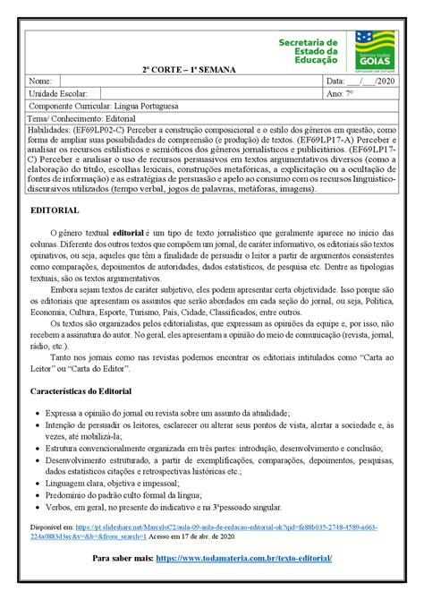 O Editorial é Um Gênero Textual Sendo Um Texto Essencialmente
