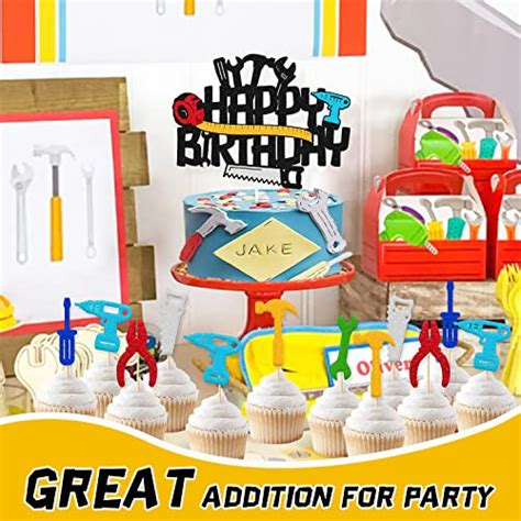 Pcs Tools Cupcake Cake Topper Toolbox Wrench Hammer Mechanic Drill