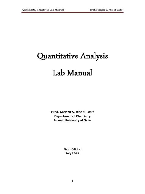 Quantitative Analysis Laboratory Manual Pdf Titration Chemistry