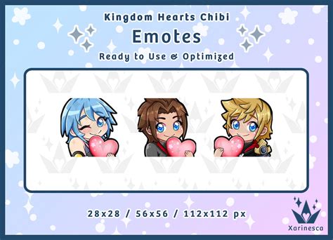 Kingdom Hearts Wayfinder Trio Chibi Aqua Terra Ventus Emote Set For Twitch Discord