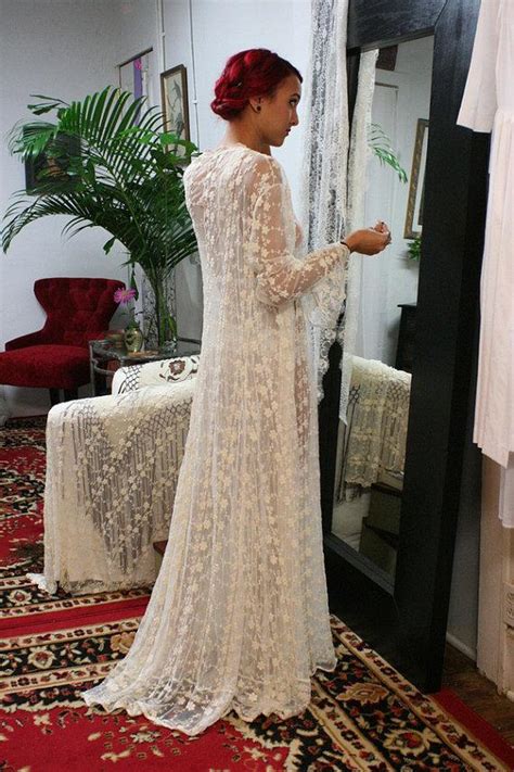 Embroidered French Lace Bridal Robe Sarafina Dreams 20s Inspired