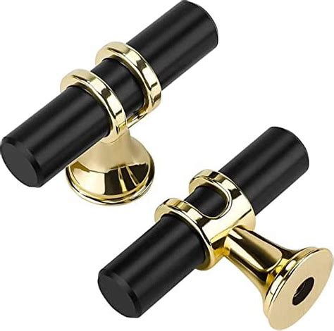 Goldenwarm Pack Black Gold Cabinet Knobs Matte Black Drawer Knob