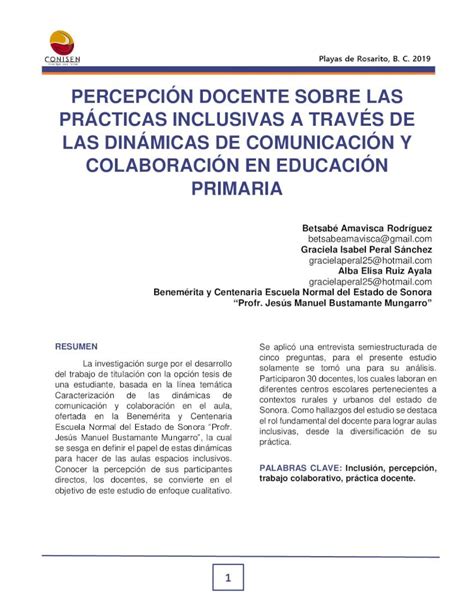 PDF PERCEPCIÓN DOCENTE SOBRE LAS PRÁCTICAS INCLUSIVAS del entorno