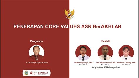 Penerapan Core Values Asn Berakhlak Youtube