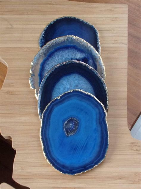 Agate Coasters Set of 4 Blue Agate Coasters Agate Slice | Etsy | Agate coasters, Blue agate, Geode