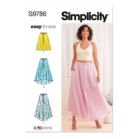 Simplicity S9786 Misses Skirt With Hemline Variations Pattern White