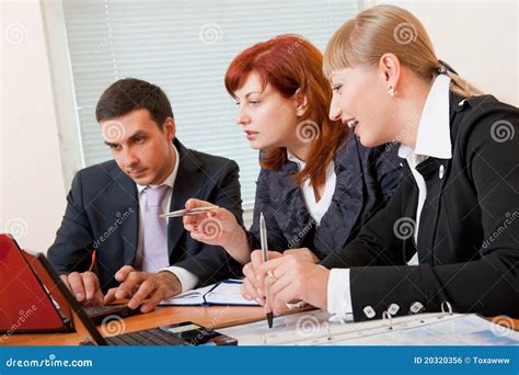 Three Business People Are Meeting Stock Photo Image Of Meeting