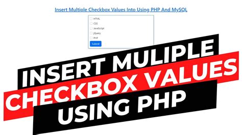 Insert Multiple Checkbox Values In Database Using PHP And MySQL YouTube