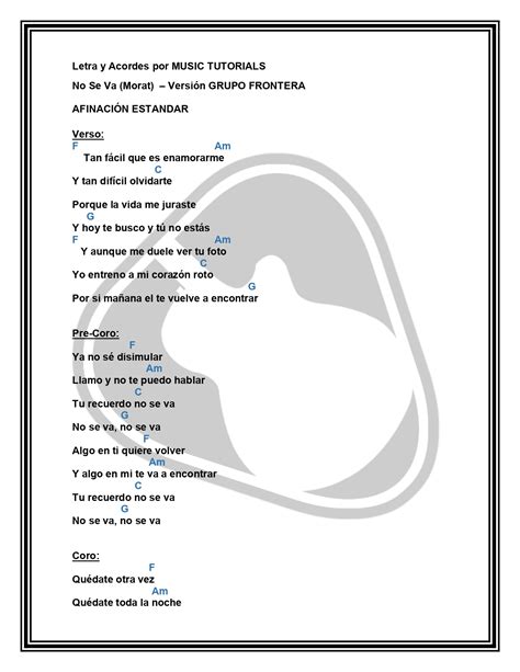 No Se Va Grupo Frontera Letra Y Acordes By MUSICTUTORIALS Page 0001