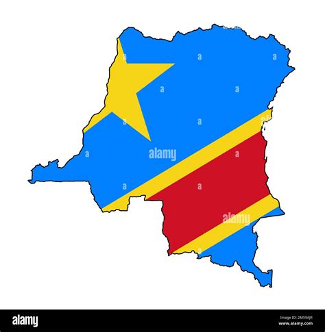 Mapa De La Bandera De La Silueta De La República Democrática Del Congo