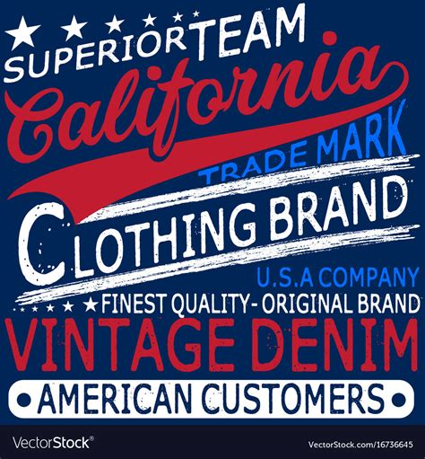 Typography Vintage Denim Brand Logo Print Vector Image