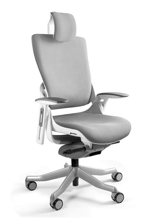 Ergonomiczny fotel biurowy Wau 2 biały szary ergo W 709 W BL416