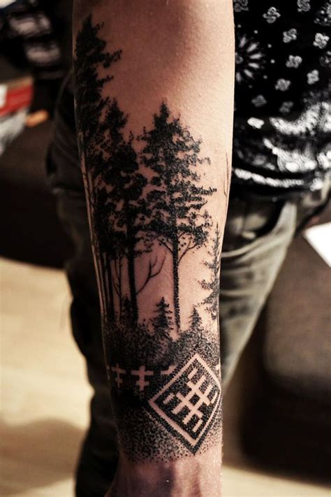 Fade Out With Fence Tattoos Tree Tattoo Geometric Tattoo