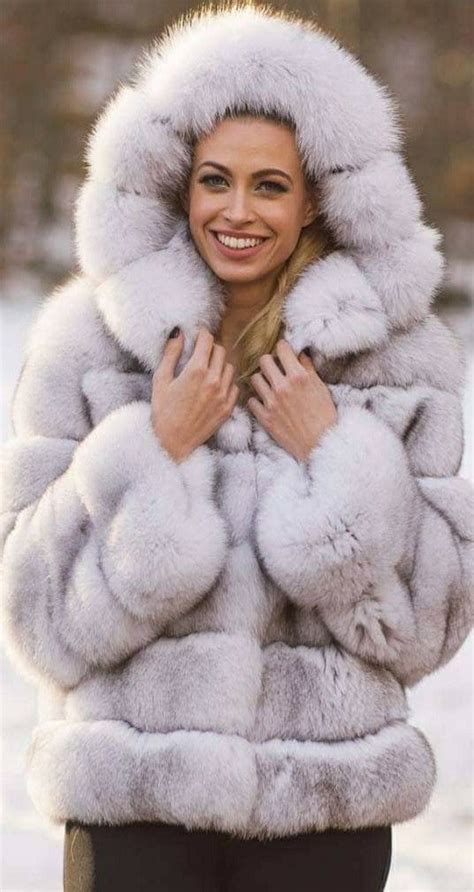 White Fox Blue And White Fur Fashion Womens Fashion Fox Fur Coat