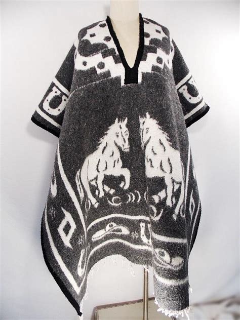 Poncho Jacket Mens Western Horse Blanket Vintage Cowboy Mexico Womens