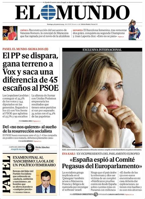 Periódico El Mundo España Periódicos De España Edición De Domingo