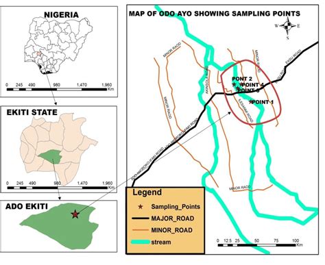 (1) Map of Nigeria showing Ekiti State, (2) Map of Ekiti State showing ...