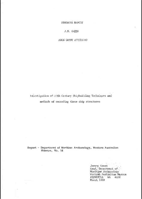 Investigation of 17th Century Shipbuilding Techniques and Methods of Recording these Ship ...