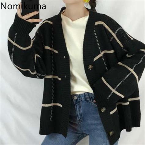 Nomikuma C Rdigan Vintage De Manga Larga Con Cuello En V Para Mujer