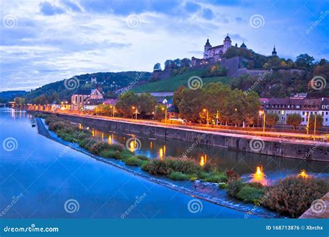 Wurzburg. Old Main Bridge Over the Main River and Scenic Riverfrontof ...