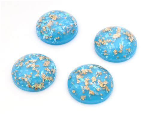 20mm 10pcs Lot New Fashion Sky Blue Color Built In Metal Foil Flat Back