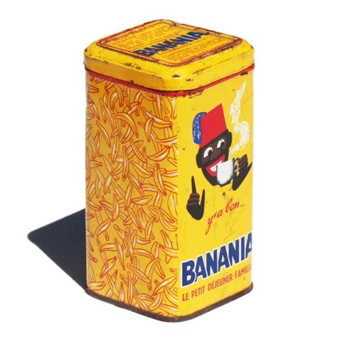 ANCIENNE BOÎTE PUBLICITAIRE Banania vide en tôle 500 grammes modèle