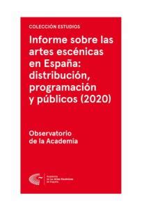 Informe Sobre Las Artes Escenicas En Espa A Vvaa En Formato Ebook