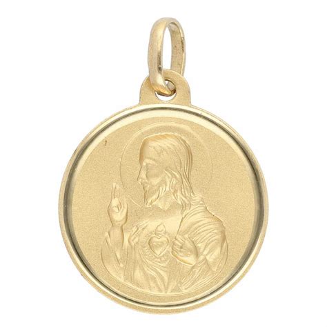 Medallas Escapulario Oro Amarillo Virgen Del Carmen Y Sagrado Coraz N