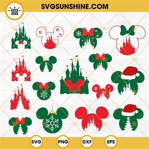 Mickey And Minnie Head Christmas Bundle Svg Disney Merry Christmas Svg