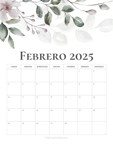 Calendarios 2025 diseño hojas inicio de semana Lunes Vida Imprimible