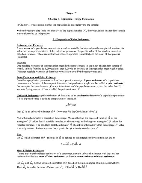 Newbold Chapter 7 Lecture Notes 7 Chapter 7 Chapter 7 Estimation