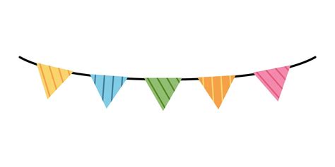 Doodle Cute Garland Of Striped Flags Vector Colorful Bunting Clipart