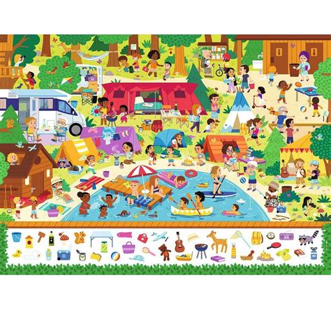 Puzzle 100 pièces cherche et trouve au camping Jeux et jouets