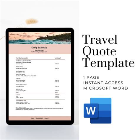 Travel Agent Quote Template Vacation Quote Template Travel Quote