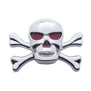 50100 EMBLEMA PLASTICO CROMADO CALAVERA ADHESIVA ROJO DACINOX